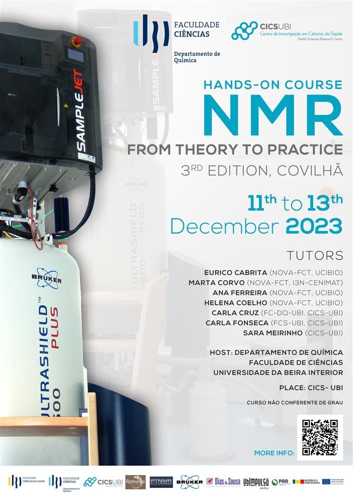 Hands on course NMR - From theory to Practice 3rd Edition, Portugal, 11 to 13 December, at the University of Beira Interior, and online ubi.pt/Sites/fcsaude/… #NMRevents #NMRchat #NMR
