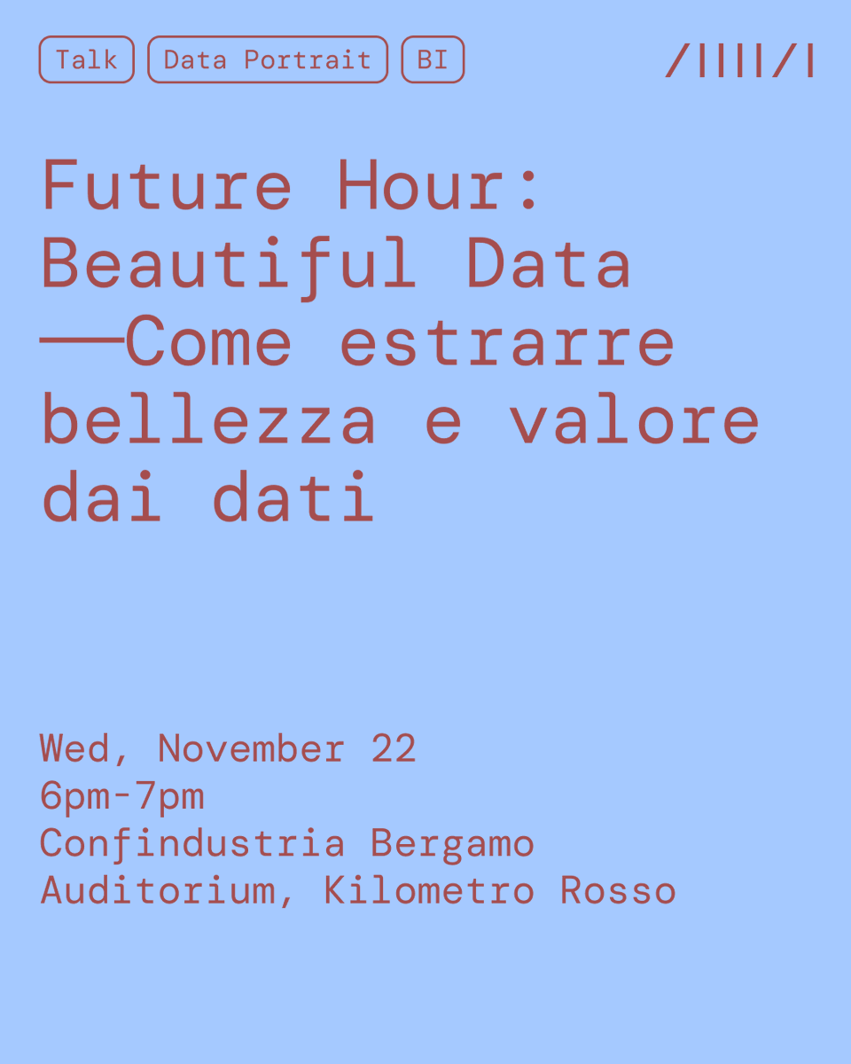 accuratdesign's tweet photo. 🚀Exciting week ahead with #DataPortraits
🗓️Nov 22: Future Hour: Beautiful Data at @KilometroRosso w/@ConfindustriaBG @secolourbano https://t.co/CcI5vLtGAz
🗓️Nov 24: Data Partner of #Legend23 by @Promemoria_IT at @gallerieditalia #Torino https://t.co/gQwwNjuKfU
Join us! #dataviz https://t.co/FrNJxwcLXZ