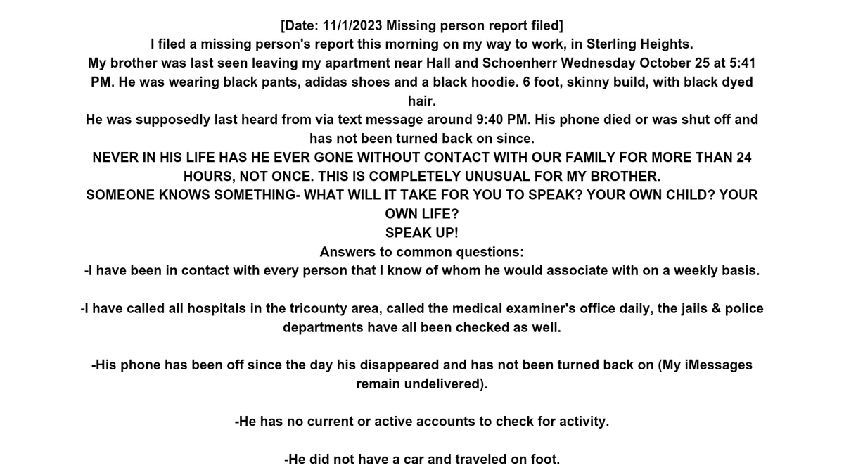 911missingOrg's tweet photo. #911missing #missing #missingperson #unusualbehavior #vanished #kidnapped #abducted #help #seesomethingsaysomething #bolo https://t.co/e1HILYieS7