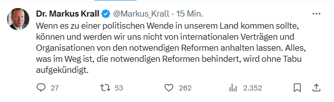 Deutschland gegen den Rest der Welt
oder
Einer gegen Alle

Kann man #Krall|s Sätze anders verstehen?