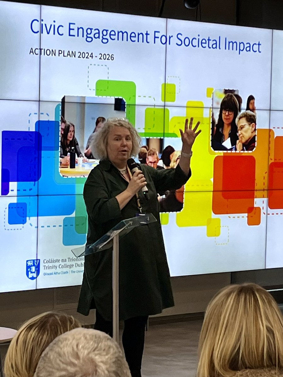 Congratulations to @Prof_Jo_Ivers @LindaDoyle @TCDdeanresearch @tcddublin for launching Trinity’s 2024-2026 Civic Engagement for Societal Impact Action Plan! 🎉