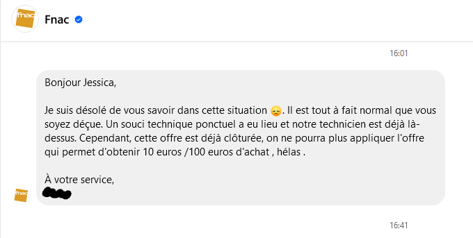 HitGirlKitty's tweet photo. @FnacVousAide @Fnac Je les contacte donc via Messenger, car oui j’imagine que je ne suis pas la seule à avoir eu ce bug et tous leurs conseillers en chat sont déjà occupés. Et là, la palme du service client le plus nul revient à la @FnacVousAide  Et on dit merci la @FnacVousAide 5/6 https://t.co/PTAZ7mCSg2