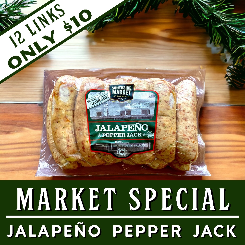 🌶️ Spice up your week with our latest Market Special! Grab 12 links of our award-winning Jalapeño Pepper Jack Smoked Sausage for just $10! Turn up the heat in your kitchen! southsidemarket.com/products/jalap… #SouthsideMarketandBBQ #SausageSpecial #TasteTheTradition #OldestBBQJointInTexas