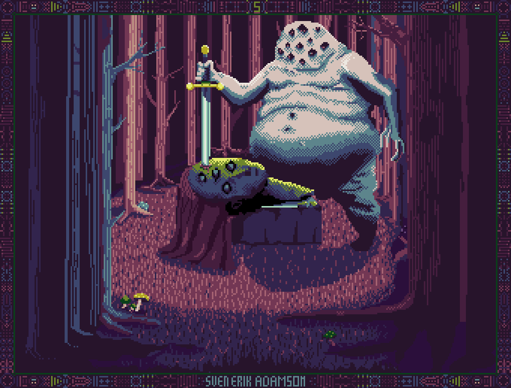 Mustlind's tweet photo. Rituaal #pixelart https://t.co/8l04g0cro2