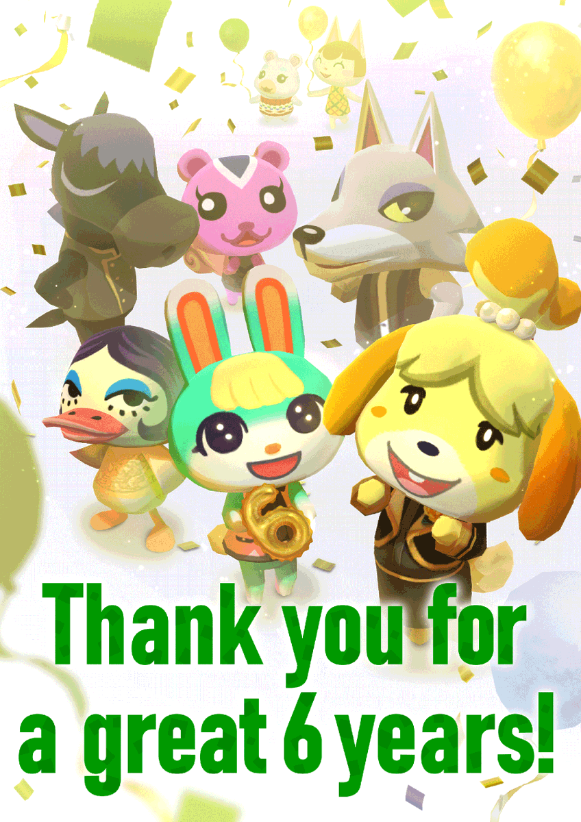 Pocket_Camp's tweet photo. It's the Animal Crossing: Pocket Camp game's 6th anniversary! Thanks to everyone for playing, and we hope you continue to enjoy the game! https://t.co/iejuZAH88W