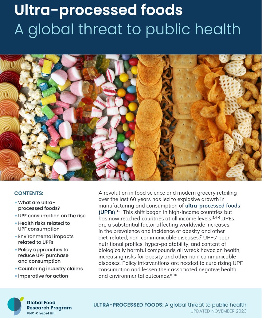 If you've been hearing people mention Ultra-processed foods or products (UPF/UPP) lately &amp; don't know why? Read this updated factsheet by <a href="/GFRP_UNC/">Global Food Research Program at UNC-Chapel Hill</a> to get in the know! globalfoodresearchprogram.org/resource/ultra…