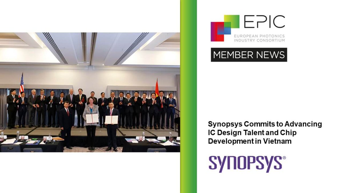 EPIC_photonics's tweet photo. ๐ฃ@Synopsys forges partnerships at #APEC23 Summit! Executives Deirdre Hanford and Lam Trinh join hands with Vietnamese leaders for a historic MOU signing. This agreement is set to shape the future of chip development in Vietnam. https://t.co/o1W9zkEJMN #photonics #EPICmembernews https://t.co/N6aJQTyjRB