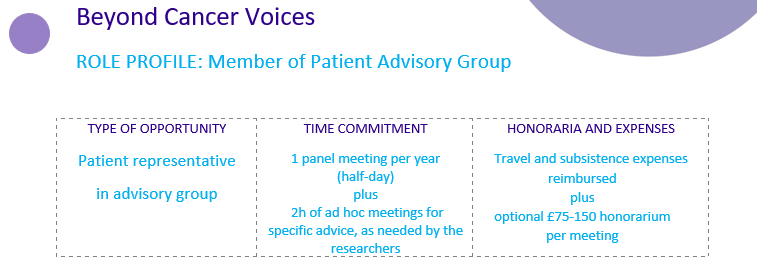 If you are a cancer survivor or are involved with the care of a cancer survivor and you are interested in the long-term health and wellbeing of cancer survivors, we have an exciting opportunity to become a member of a patient advisory panel.