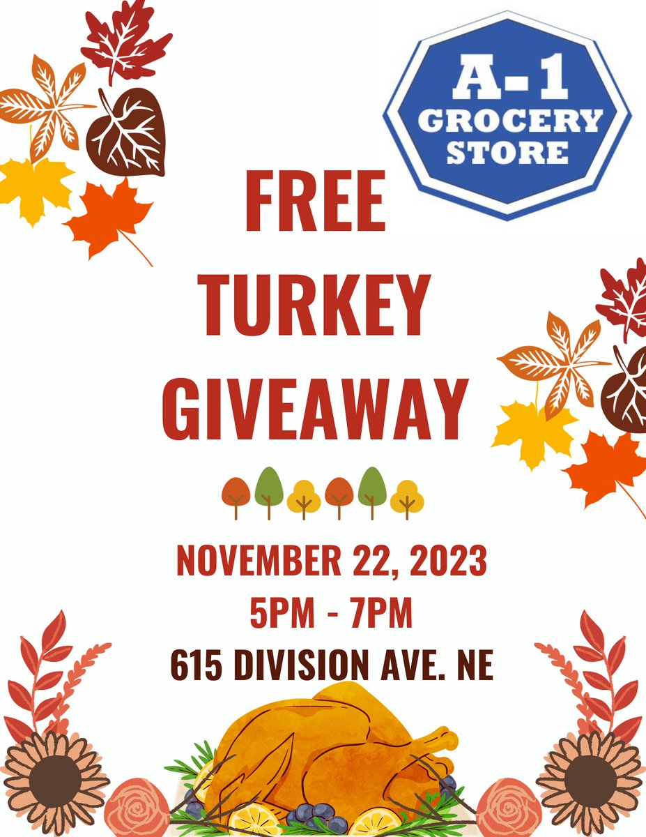 Owners of A-1 Grocery Store Essa and Medina Yenues will be giving away turkeys this Wednesday from 5pm-7pm while supplies last. #deanwoodcommunity #ward7