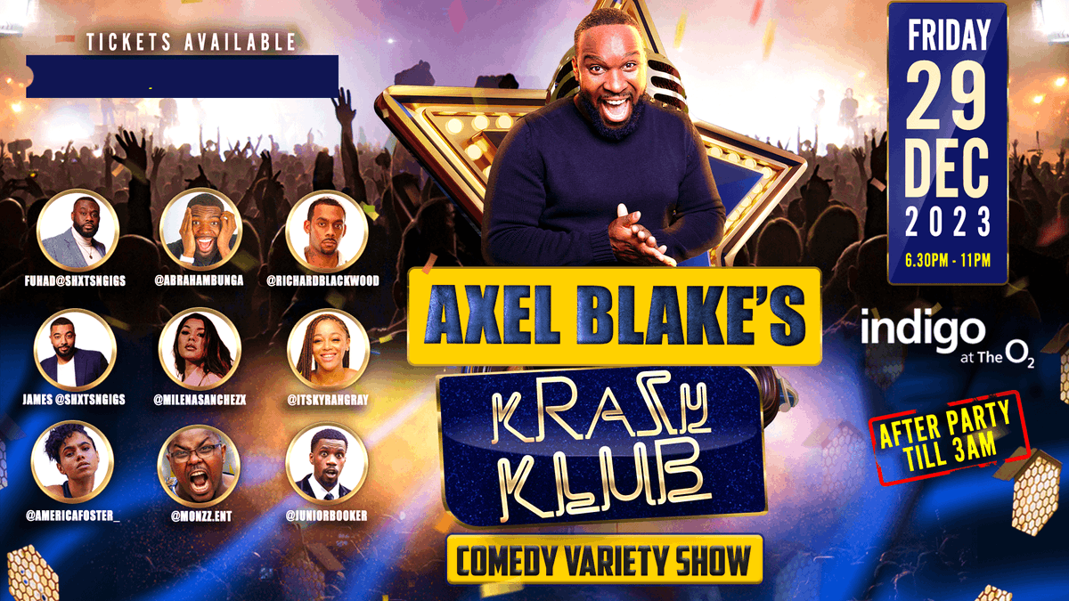 Shoobs (@shoobsonline) on Twitter photo Fancy a treat?
Grab an exclusive Shoobs #BlackFriday discount on Axel Blake's Krazy Klub😍 <a href="/axelblake_/">Axel Blake</a>, <a href="/shxtsngigs/">ShxtsnGigs</a>, @richardblackwood, & more providing the laughs!
🎟️£13.75 'till Fri 24
👉shoobs.com/events/83912/a… Fancy a treat?
Grab an exclusive Shoobs #BlackFriday discount on Axel Blake's Krazy Klub😍 <a href="/axelblake_/">Axel Blake</a>, <a href="/shxtsngigs/">ShxtsnGigs</a>, @richardblackwood, & more providing the laughs!
🎟️£13.75 'till Fri 24
👉shoobs.com/events/83912/a…