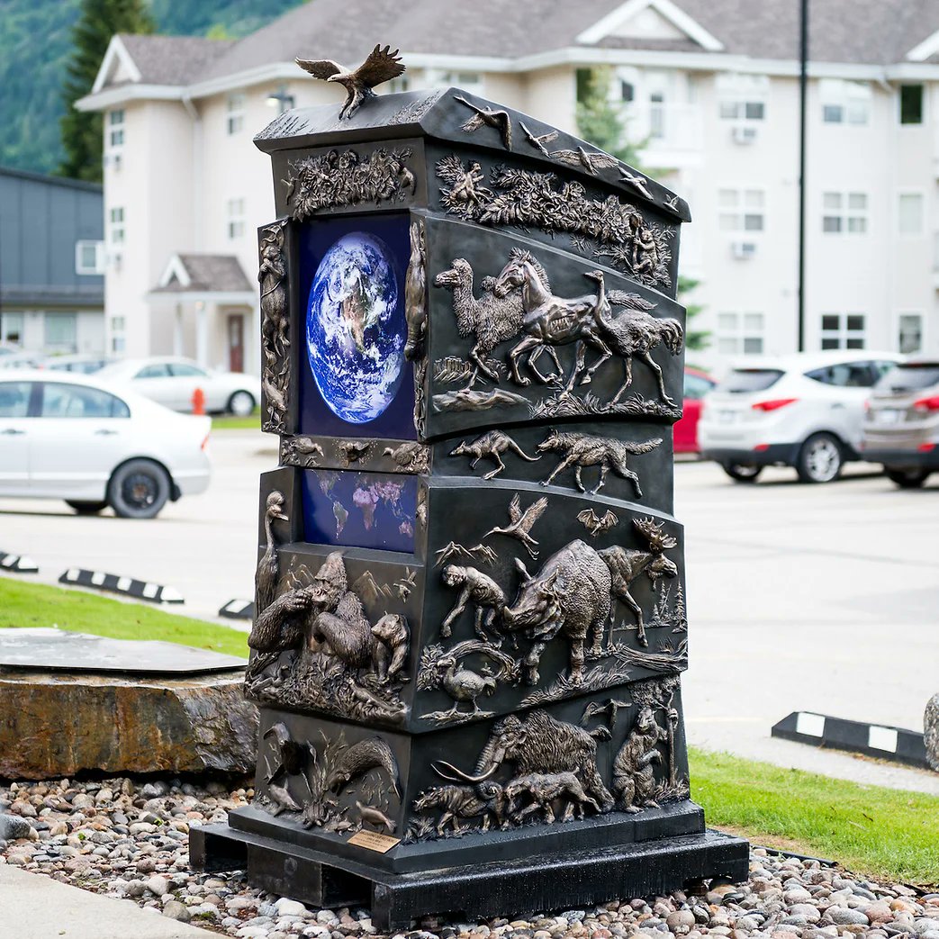 ausar_the's tweet image. More Zoobooks-adjacent stuff. John Bonnett Wexo, the author of Zoobooks, created limited edition bronze sculptures featuring wildlife and images of the Earth. There are even a couple parts where extinct fauna (particularly dinosaurs and prehistoric mammals) are depicted.