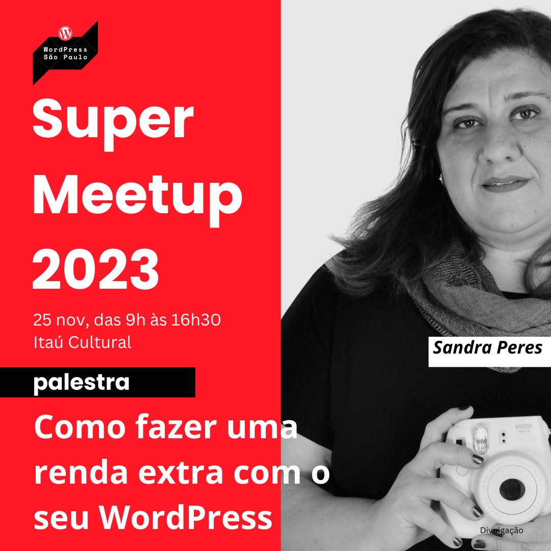 Sandra Peres [@ASandraPeres] é palestrante do Super Meetup 2023 – Rumo ao WordCamp São Paulo 2024. Saiba mais em wp.sampa.br

#MarketingDigital #SuperMeetup2023 #Meetup #WordPress #WPSP  #WCSP #WordCamp #WordCampSãoPaulo #WordCampSP #ComunidadeWordPressSãoPaulo