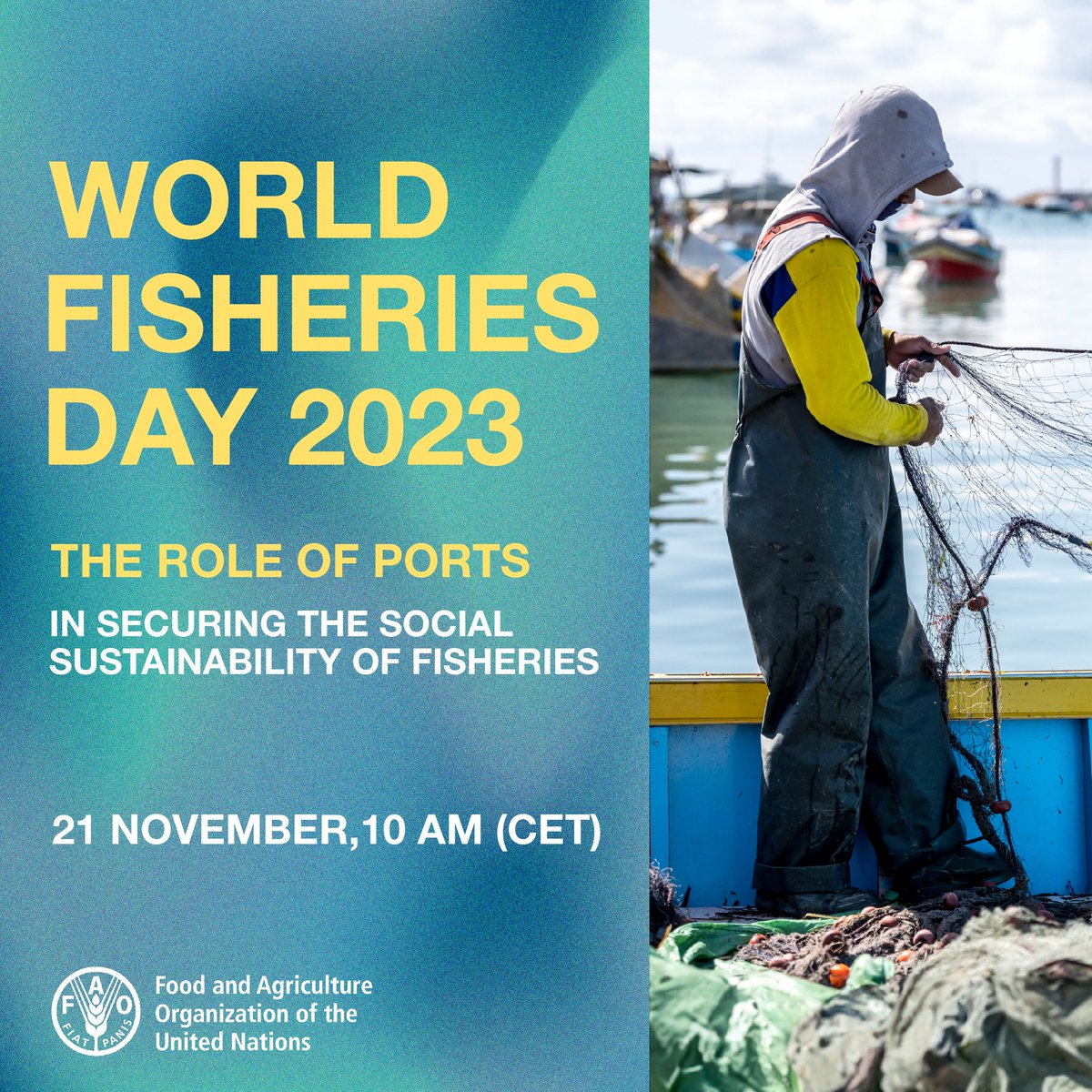 Tomorrow is #WorldFisheriesDay ❗️ Dive into an insightful event with @FAOFish & the @HolySee_FAO, exploring the vital role of #ports in ensuring the social sustainability of #fisheries. How can ports shape a sustainable future ❓ Join the discussion👉 bit.ly/3G4vPlQ