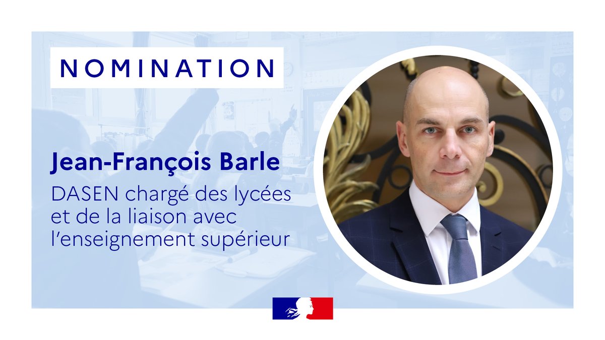 Academie_Paris's tweet photo. Jean-François Barle est nommé DASEN chargé des lycées et de la liaison avec l’enseignement supérieur. https://t.co/0RhcKH4lsu