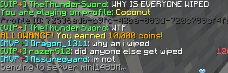 CamyFreeman's tweet photo. @HypixelNetwork Skyblock has wiped everyones profiles please fix this! https://t.co/39LxSr8zos