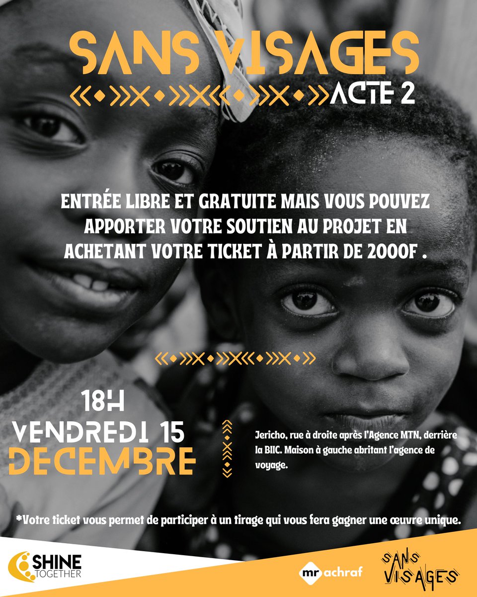 Mr__Achraf's tweet photo. Hello les gars.
Pour le 2nd acte de l'exposition, nous avons voulu faire les choses autrement.
Nous avons prévu des tickets facultatifs pour ceux qui veulent bien soutenir le projet.
Facultatifs car l'entrée reste libre et gratuite.
⏬⏬⏬
#SANSVISAGESII
1/3 https://t.co/EZSUDs5rkF