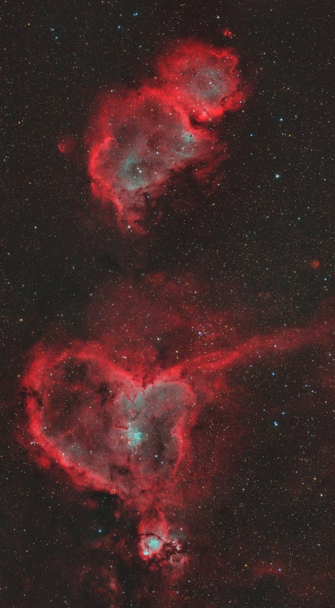 Gm 'My Heart And Soul' My latest 54 megapixel edition of 15. This is a 4 panel mosaic of the Heart and Soul nebulae in the constellation of Cassiopeia. This was captured from my garden using a telescope and camera. Not AI. RT & comments welcome, link below!