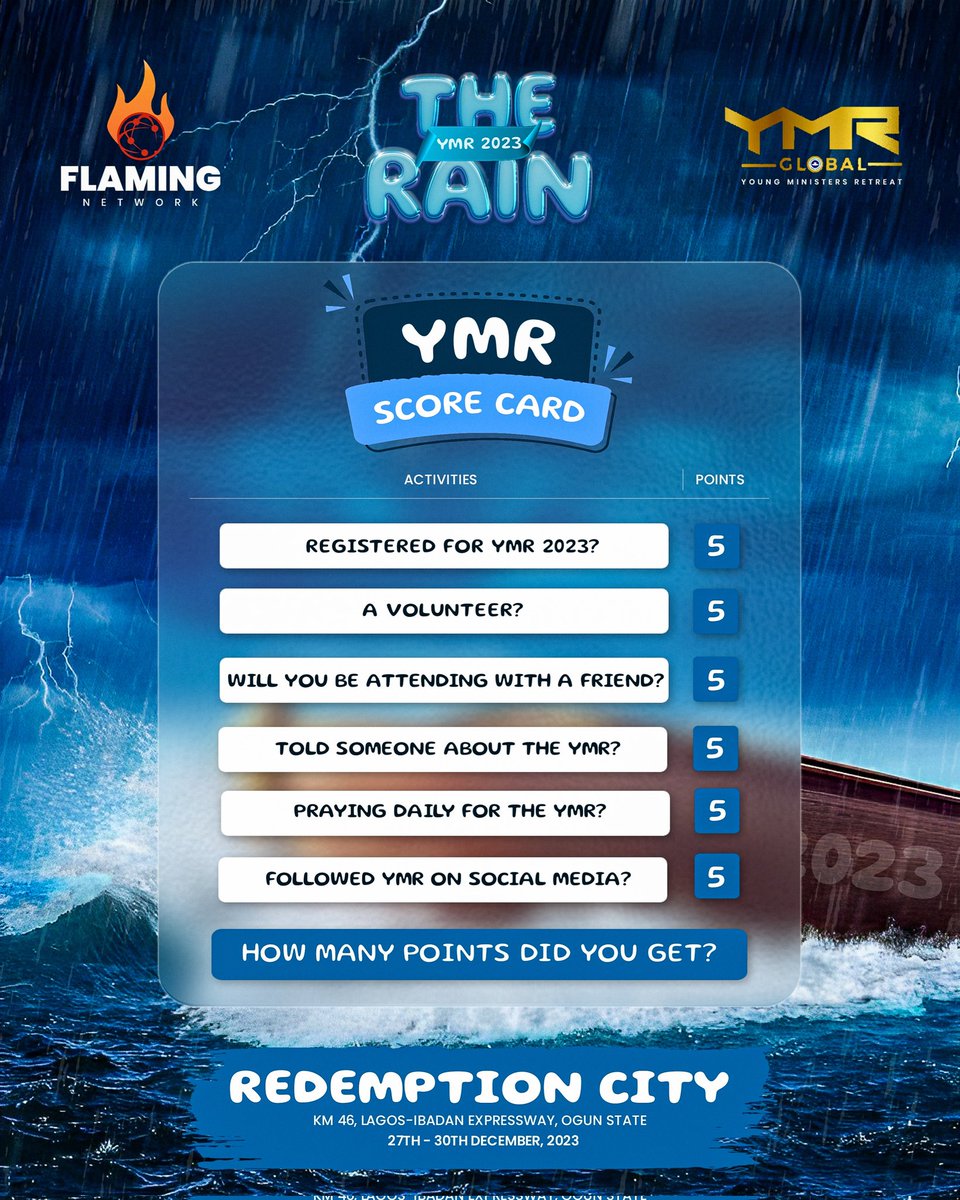 FlamingNetwork1's tweet photo. Rainmakers gather round! 📢📢📢
Let's know how much of a rainmaker you are by showing us what you've done in anticipation for YMR2023 😎
Tag your friends in the comments and let's get the scores rolling🎉
@ymrglobal
#YMR2023 #therain #flamingnetwork https://t.co/LnCoH6IKCH