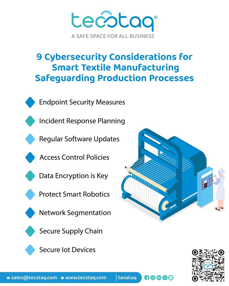Guarding the Threads of Innovation: Unveiling Cybersecurity Strategies in Smart Textile Manufacturing to Fortify Production Processes.

#SmartTextiles #CybersecurityInnovation #ManufacturingResilience #SecureTextiles #CyberSafeManufacturing #TextileSecurity #TecStaq #GreenAims
