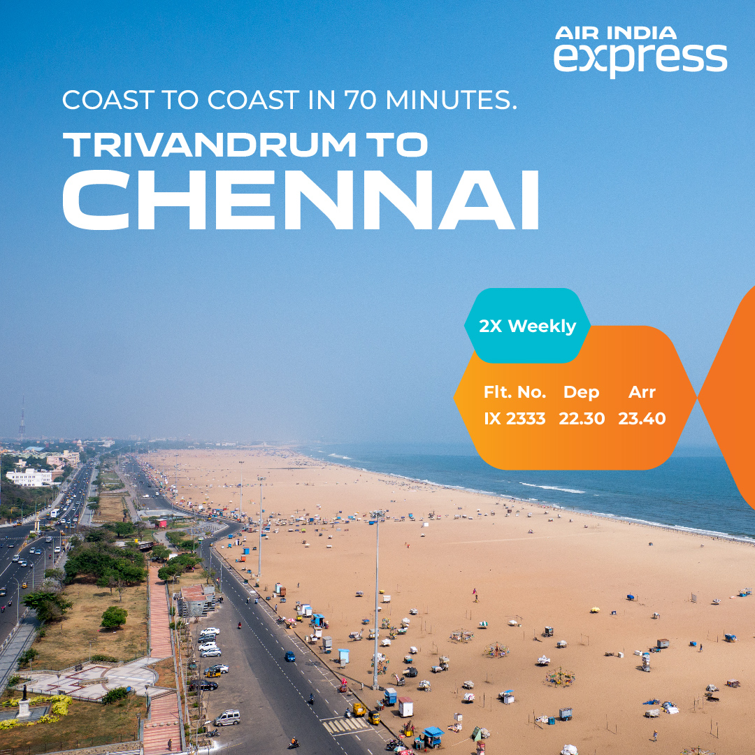 AirIndiaX's tweet photo. Reconnect with loved ones and make every trip an adventure. Enjoy our wide range of delicious Gourmair Hot meals and comfortable seats as we connect twice weekly, direct from Trivandrum to Kannur and Chennai! π Book now on https://t.co/AcwdwTqkDO #DirectToYourPlans