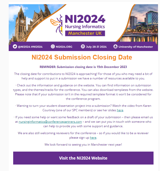 Dawn Dowding (@decisiondawn) on Twitter photo Only 18 days left before submissions close! Send yours in today <a href="/ni2024/">NI2024</a> <a href="/DHCNIO/">Digital Health CNIO Network</a> <a href="/NHSCNIO/">CNIO team for England</a> <a href="/beadle_fran/">Fran Beadle</a> @RCNResearchSoc <a href="/RCNDigiNurse/">RCN Digital Nursing Forum</a> <a href="/amianiwg/">AMIA Nursing Informatics Working Group (NIWG)</a> <a href="/TheInstituteDH/">Australasian Institute of Digital Health (AIDH)</a> <a href="/IMIAtweets/">IMIA</a> <a href="/EFMI/">European Federation for Medical Informatics</a> Only 18 days left before submissions close! Send yours in today <a href="/ni2024/">NI2024</a> <a href="/DHCNIO/">Digital Health CNIO Network</a> <a href="/NHSCNIO/">CNIO team for England</a> <a href="/beadle_fran/">Fran Beadle</a> @RCNResearchSoc <a href="/RCNDigiNurse/">RCN Digital Nursing Forum</a> <a href="/amianiwg/">AMIA Nursing Informatics Working Group (NIWG)</a> <a href="/TheInstituteDH/">Australasian Institute of Digital Health (AIDH)</a> <a href="/IMIAtweets/">IMIA</a> <a href="/EFMI/">European Federation for Medical Informatics</a>