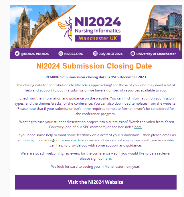 Only 18 days left before submissions close! Send yours in today @ni2024 @DHCNIO @NHSCNIO @beadle_fran @RCNResearchSoc @RCNDigiNurse @amianiwg @TheInstituteDH @IMIAtweets @EFMI