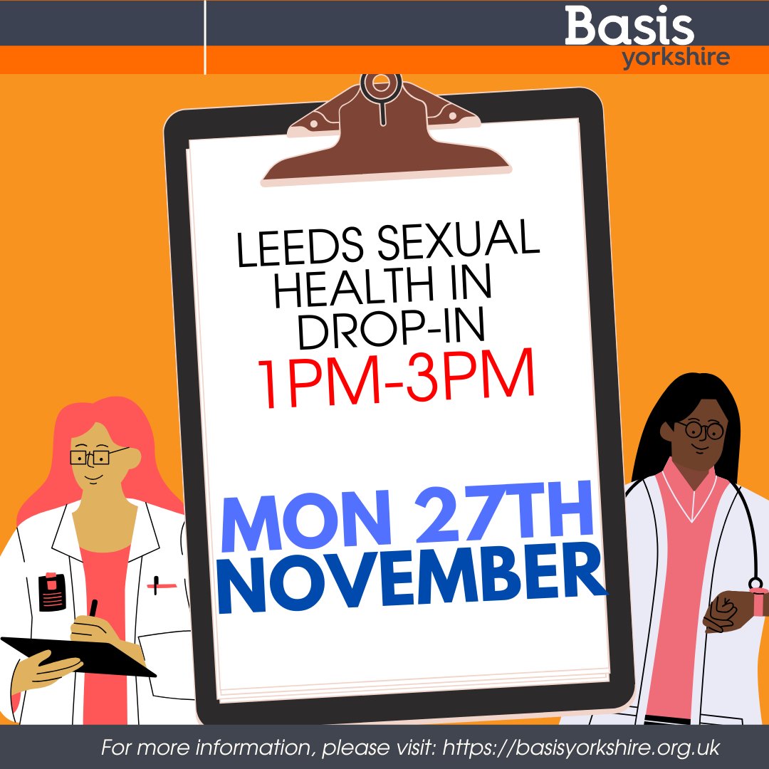 REMINDER: @LeedsSexHealth are in today (Monday 27th Nov) providing sexual health checks. From 1-3pm at the Basis office! #Support #SexWorkers #Leeds