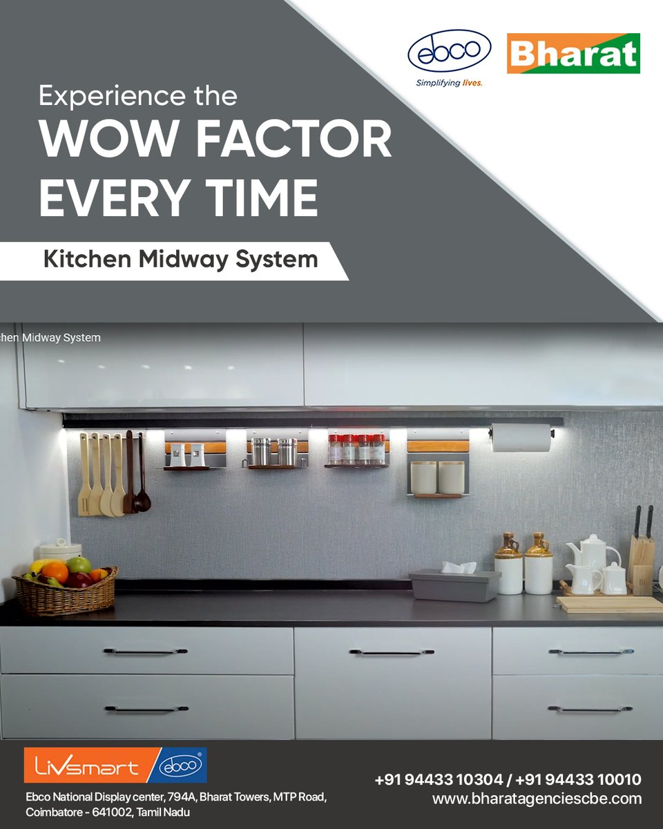 bharat_agency1's tweet image. #KitchenMidwaySystem from Bharat Agencies assists the user in creating a wonderful and mind-pleasing kitchen ambience. Please visit our store to have a real-time experience. 

goo.gl/maps/weCZLWFme… / bharatagenciescbe.com /9443310304

#Worksmart #Ebco #BharatAgencies