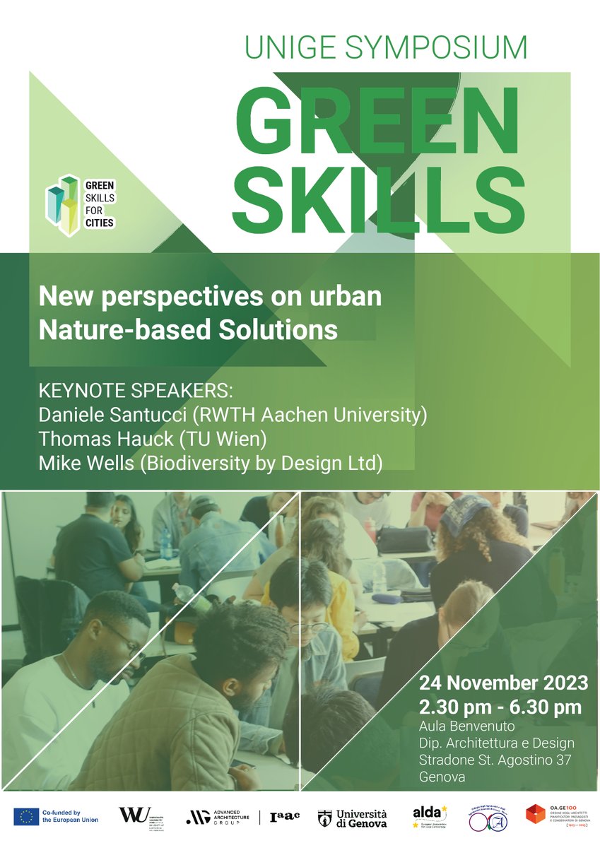 G4C_EU's tweet photo. Join us this Friday at the @UniGenova, for New Perspectives on Urban Nature-based Solutions!
📍Nov 24 at 2:30pm - 6:30pm
Register here: https://t.co/FUCoAzvMXX

@EUErasmusPlus https://t.co/SfKH2jWMns