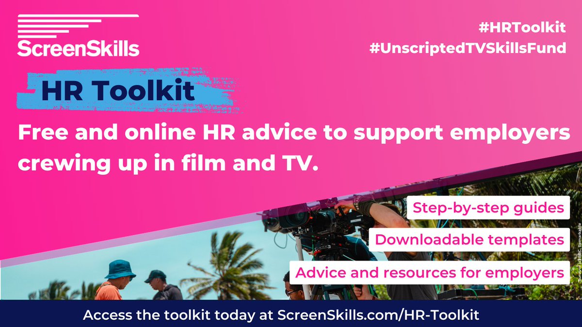 UKScreenSkills's tweet photo. 📣 Are you an employer or hirer in film or TV looking for #HR advice?
The ScreenSkills #UnscriptedTVSkillsFund has created a free #HRToolkit to support employers in the screen industries with finding the right people for the right roles through fair and transparent recruitment⬇️ https://t.co/Z9qgIEy7vE