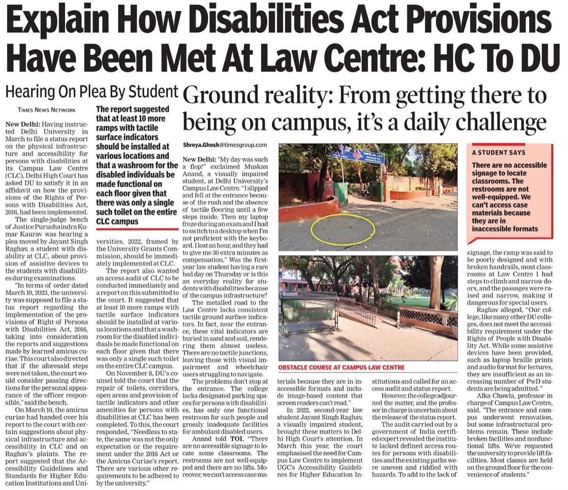 I have been investigating how #inclusive and #barrier-free campuses like #JNU and #DU are for #studentswithdisabilities. The campuses blatantly violate several norms laid down by the #UGC  #accessibility guidelines. 
Grateful to the students who lent their voice for this report.