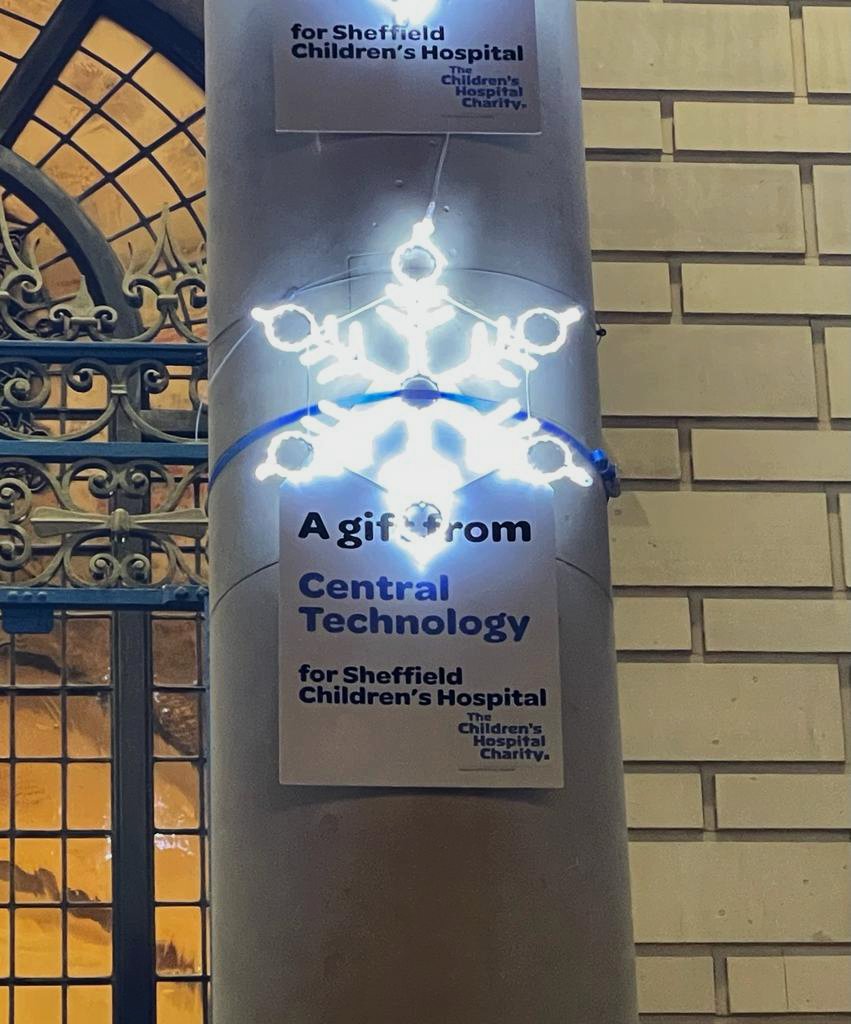 CentralTechLtd's tweet photo. We're thrilled to announce that Central Technology is proudly sponsoring a sparkling snowflake for @SheffChildrens ❄️✨

Join us in spreading warmth and joy this season by donating here: https://t.co/FticjcXUim

Let's make a difference together! 🌟

#TCHC #givingback https://t.co/Iw21Yd2gds