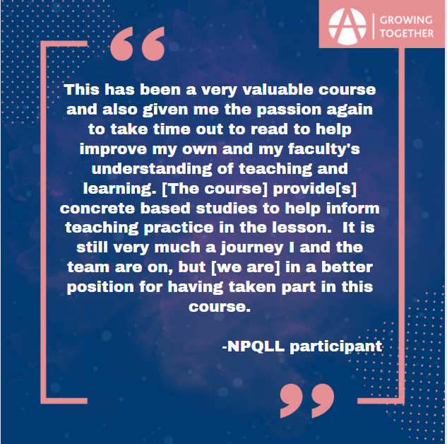 🌟 We're thrilled to announce our 100% satisfaction rate among those who just completed our Specialist Programmes! See below from a fantastic #NPQLL participant. 🚀Ready to join us? Secure your spot in the February cohort 🔗rb.gy/mz1bdr 🏆  #LeadershipSuccess #NPQs