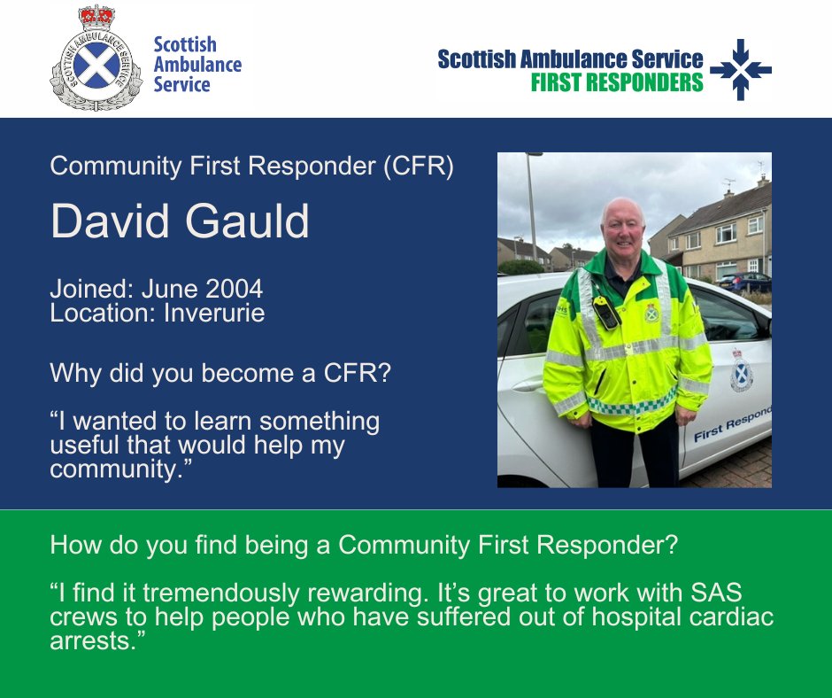Scotambservice's tweet image. Did you know that SAS has over 900 Community First Responders nationwide? 

They are primarily based in rural communities, aiming to reach a potential life-threatening emergency in the first few minutes before an ambulance crew arrives. 

For more info ow.ly/E5kx50Q8eIk