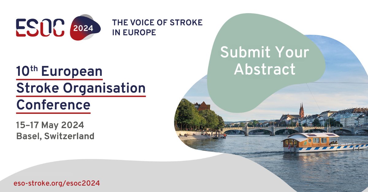➡️Get ready to make your mark in the world of stroke research and education, and submit your abstract now for #ESOC2024: ow.ly/yLmv50Q3pXV 📅 The conference will be held 15-17May 2024 in Basel. #stroke #stroketwitter #strokescience #strokeeducation #strokeresearch