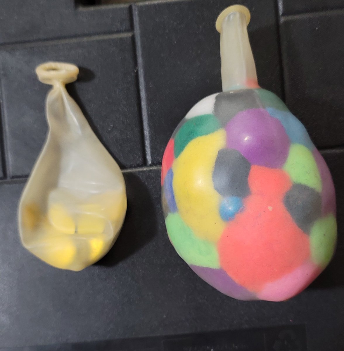TheBrewCrew2010's tweet photo. Monster made a balloon design for a Thanksgiving parade they are having at school. Let me tell you, shoving all those pom poms into the balloon...a lot harder than I thought. Lol But, surprisingly learned hot glue does not pop balloons. Lol @MidviewWest #wearemidview https://t.co/DN4zswknoZ