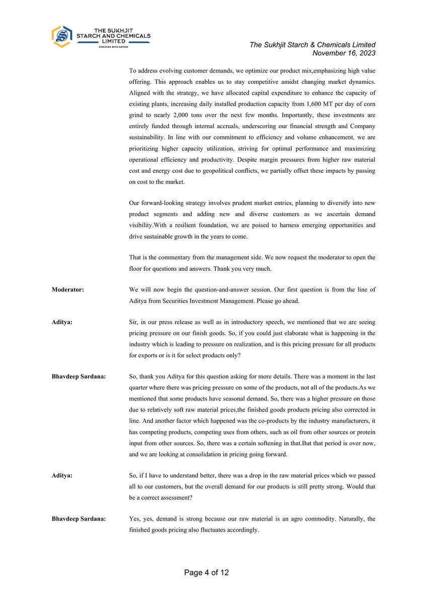 VPickr's tweet image. #SUKHJITS #EarningsTranscript | Sukhjit Starch And Chemicals
1.7% above 200DMA | -13.3% below 52W High | Stock in Consolidation🚧 About Transcript
nsearchives.nseindia.com/corporate/SUKH…