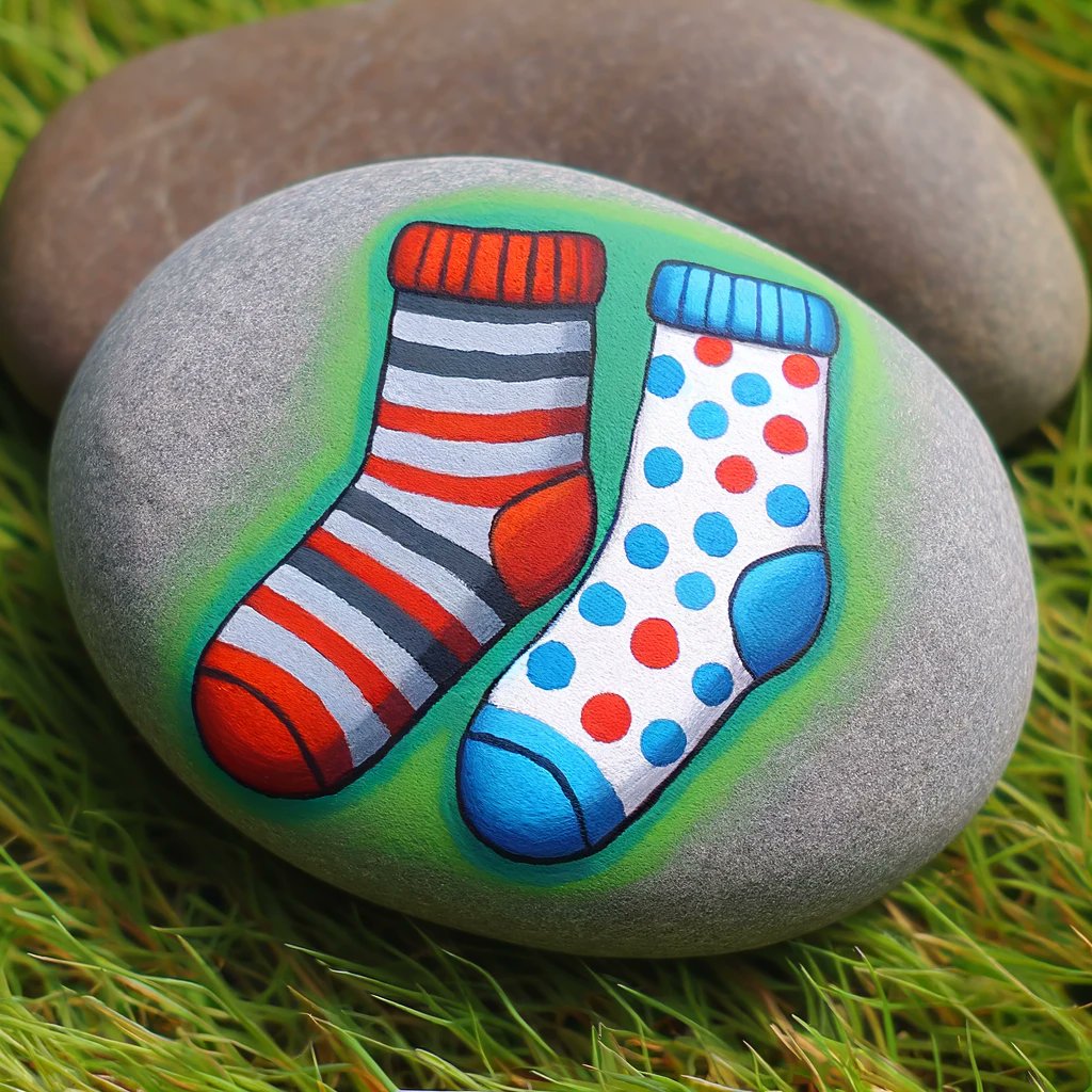 RockFunUK's tweet image. Happy #NationalOddSocksDay! 🧦 Embrace the fun  by painting your own odd socks on a rock. It's a simple and joyful way to celebrate our differences. #RockFunUK #RockPainting 🎨 Visit Rockfun.co.uk for more quirky ideas!