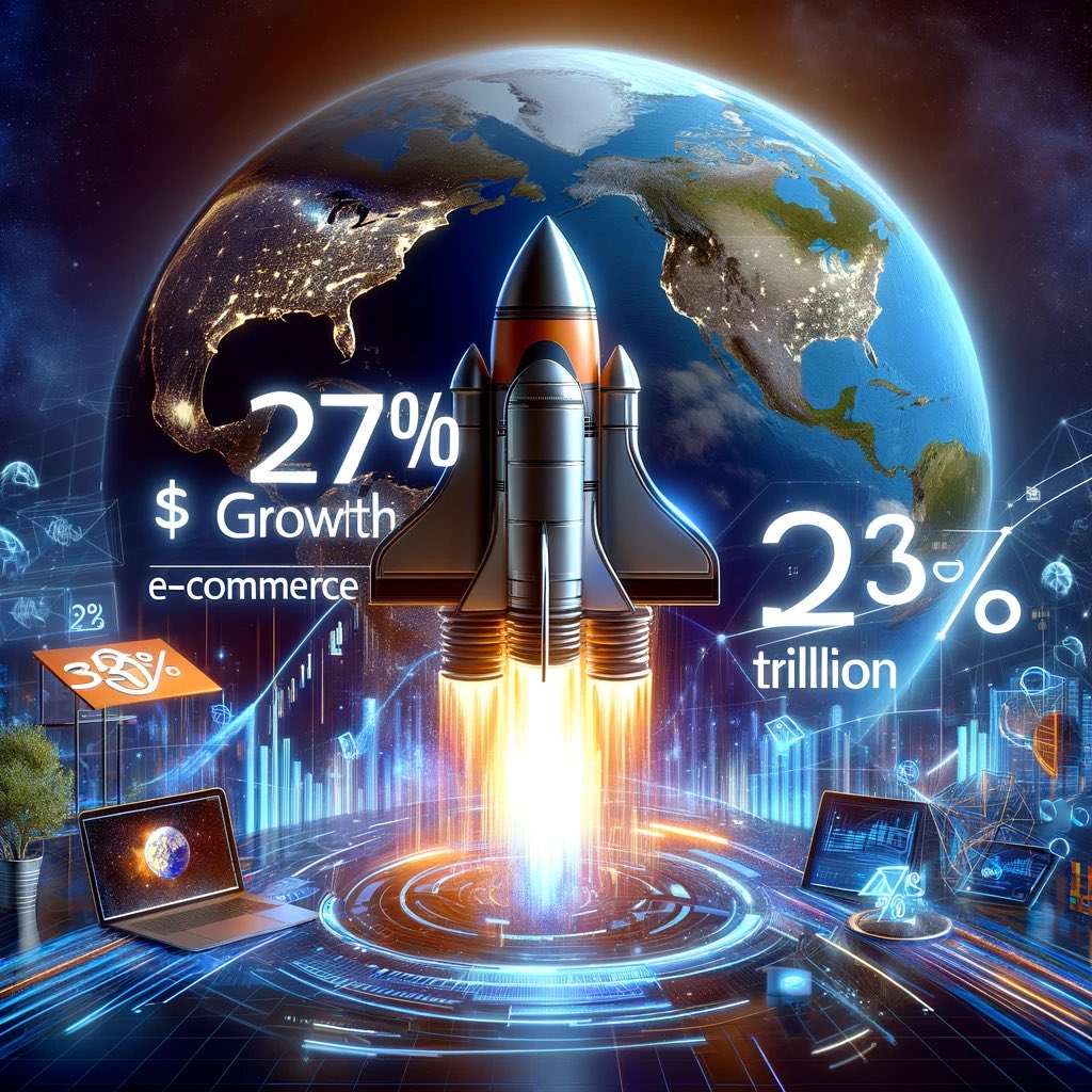 🚀¿Sabías que el ecomercio experimentó un crecimiento explosivo del 27% en 2023, alcanzando un récord de 5.4 billones de dólares a nivel mundial? 🌍 

Las pequeñas empresas ahora representan el 30% de este mercado, demostrando que el futuro del comercio es digital.

¿Estás listo