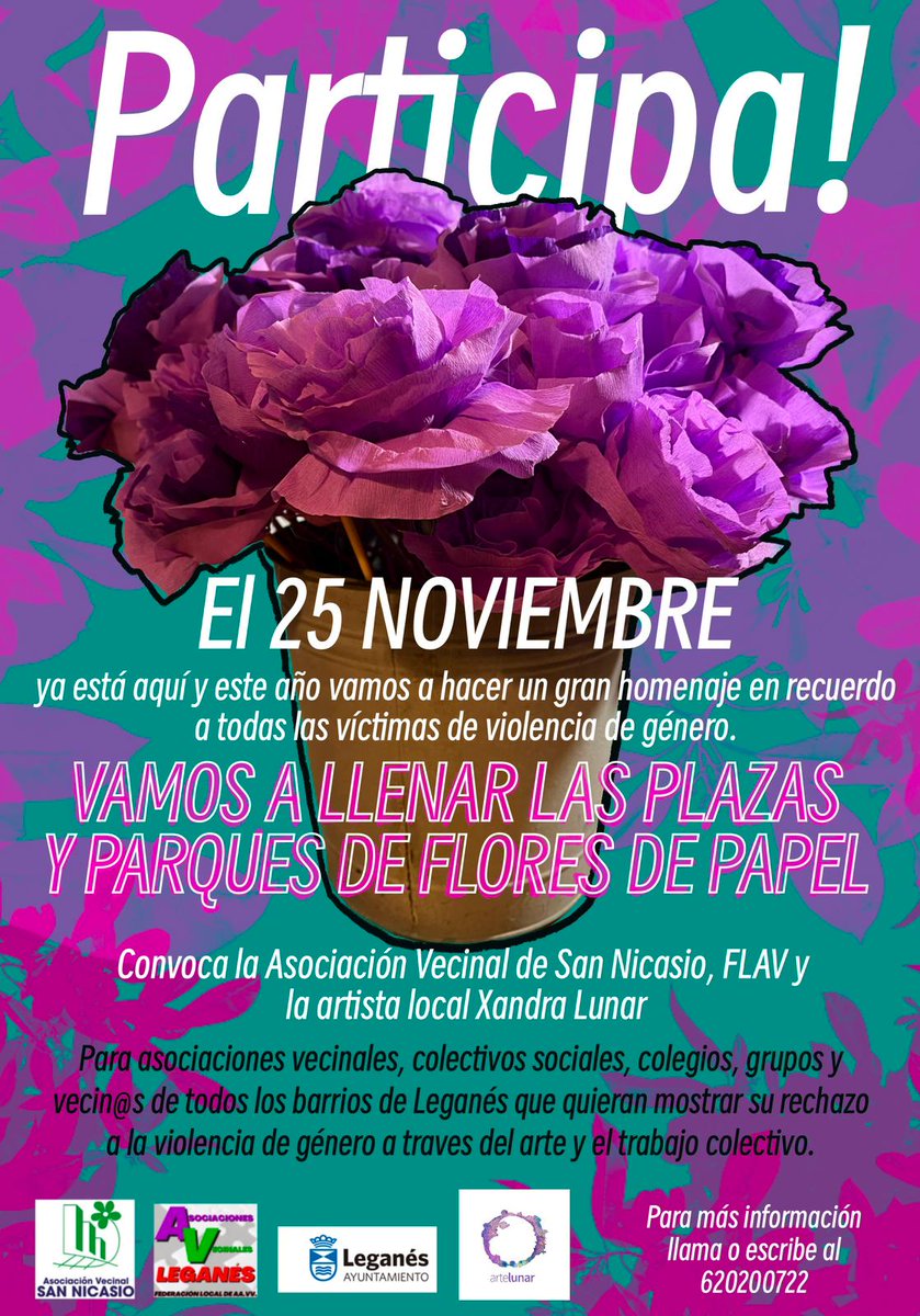 AVSanni1's tweet photo. #25noviembre 

Otro año más tenemos que visibilizar la lacra de la Violencia Machista. La sufrimos durante todo el año y en conmemoración de sus víctimas haremos estas actividades esperando que se una toda la vecindad.
Ver mas detalles en los carteles (3).

#NiUnaMenos 
👇👇💜 https://t.co/GVa8XKWxW3