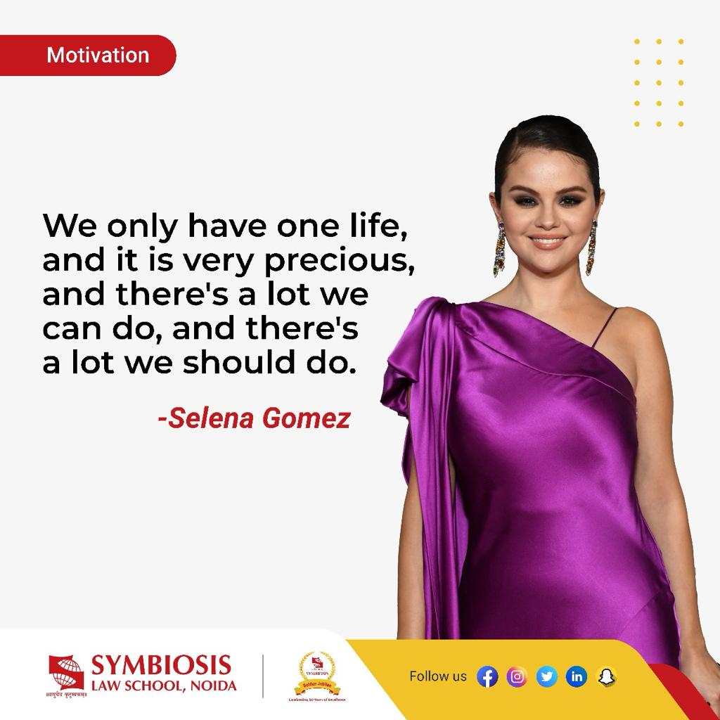 🌅 Life is a gift—embrace each day. Stumbles happen, but find strength to rise again. Stay strong, stay focused, keep going. Your journey isn't over yet. 💪✨ #MondayMotivation #StayFocused #LifeIsAGift #SLS #SymbiosisLawSchool #SelenaGomez
