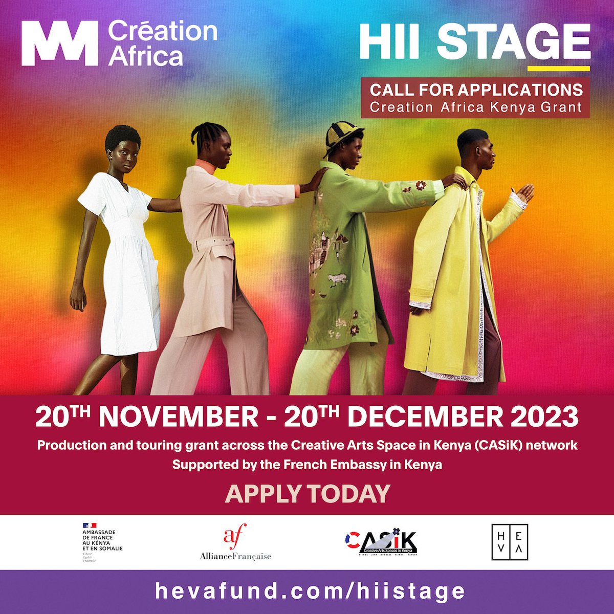1.🚨 GRANT ANNOUNCEMENT: HEVA has partnered with the <a href="/AFKenya/">Alliance Française Nairobi</a> to bring you Hii Stage. A grant opportunity for Kenyan artists in the performing and creative arts. This is a chance to take your production on tour across the network of Creative Arts Spaces in Kenya (CASiK)