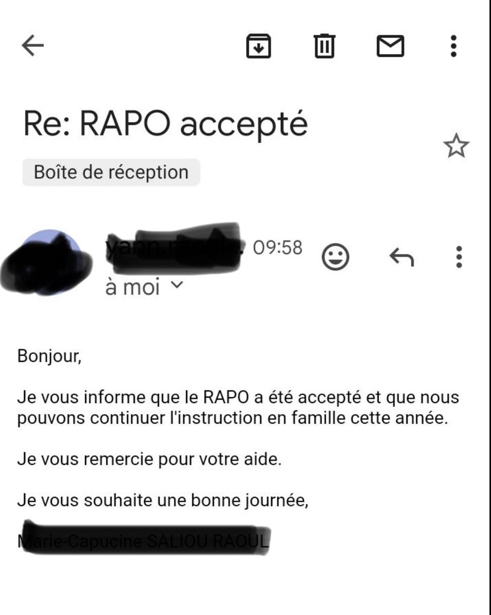 Et oui encore en novembre des familles en #ief doivent faire des rapo pour des demandes envoyées en Mai !
Cette insécurité juridique est délétère pour toutes les familles, cessez cet acharnement les académies 
#iefendanger #eniefmercinosenfantsvontbien #JourneeMondialedelEnfance
