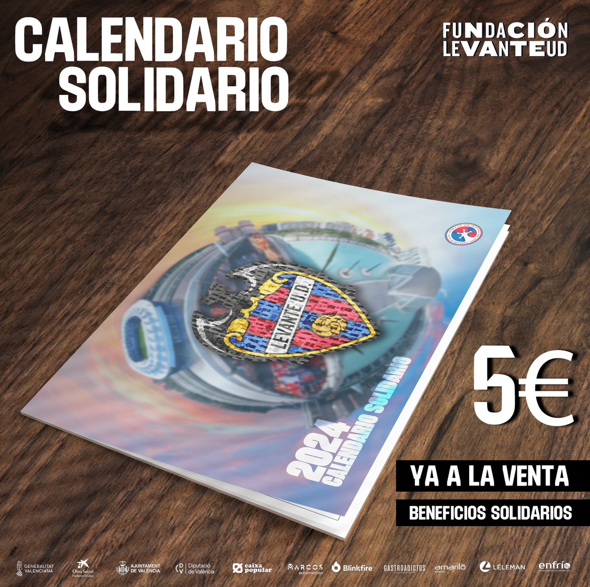 A partir de hoy, en el #LevanteRacing , ya tienes disponible tu 𝘾𝘼𝙇𝙀𝙉𝘿𝘼𝙍𝙄𝙊 𝙎𝙊𝙇𝙄𝘿𝘼𝙍𝙄𝙊 𝟮𝟬𝟮𝟰 🗓️.

🔹 A la venta en Tiendas Oficiales del <a href="/LevanteUD/">Levante UD</a> y Puntos de Venta en el estadio 🏟️.
🔹 5 €
🔹Beneficios para <a href="/Avapace/">AVAPACE</a> y <a href="/DPPSpain/">Duchenne Parent Project España</a> 

#OrgullGranota