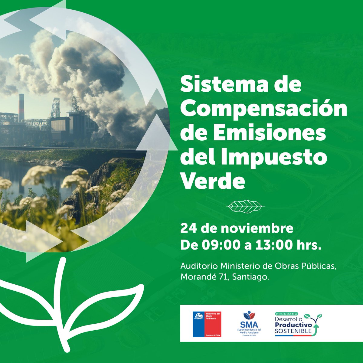 ¡Participa del último taller del Sistema de Compensación de Emisiones del Impuesto Verde del año! 🌿

¿Cuándo?🤔El 24 de noviembre a las 09:00 hrs en el Auditorio del <a href="/mop_chile/">Ministerio de Obras Públicas🇨🇱</a>, completando el siguiente formulario wkf.ms/3MIXIDG 

Detalles en compensaciones@mma.gob.cl📨