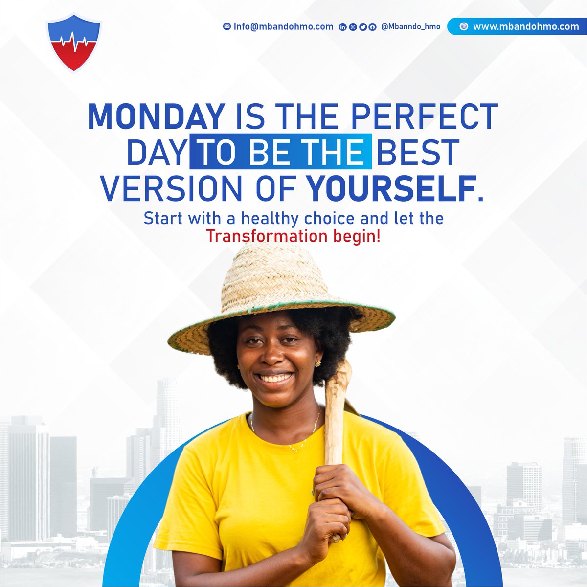 MONDAY IS THE PERFECT DAY TO BE THE BEST VERSION OF YOURSELF. START WITH A HEALTHY CHOICE AND LET THE TRANSFORMATION BEGIN! 
#mondaymotivation #healthychoice #mbandohmo #mbandocare #healthcare #wellness