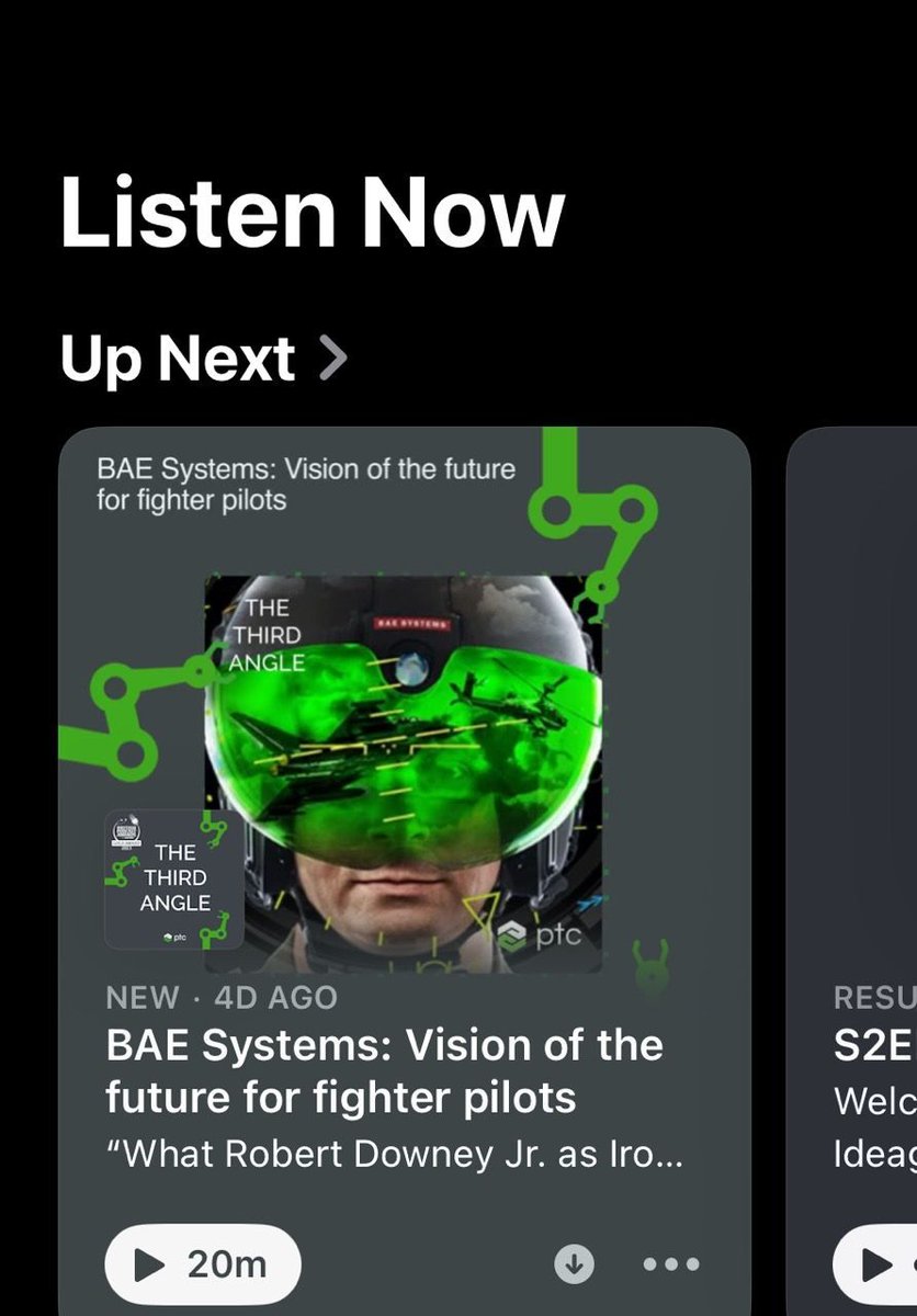 I'm loving the way <a href="/ApplePodcasts/">Apple Podcasts</a> app showcases new eps of podcasts I follow now with individual episode artwork. If you're not already making eye-catching ep artwork, it's worth starting! The latest ep of The Third Angle, a podcast made for <a href="/PTC/">PTC</a> showcases this feature well.