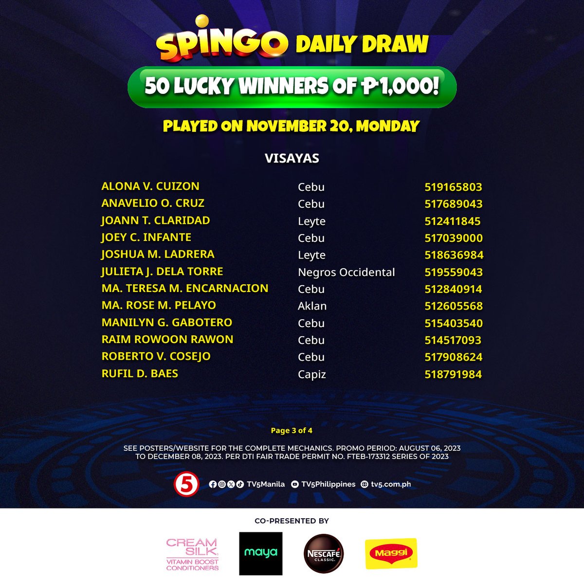 TV5manila's tweet image. Happy ang Monday para sa lucky Pinduteros at Pinduteras na makatatanggap ng Daily Consolation Prize na P 1K mula sa #SpinGo! 🥳