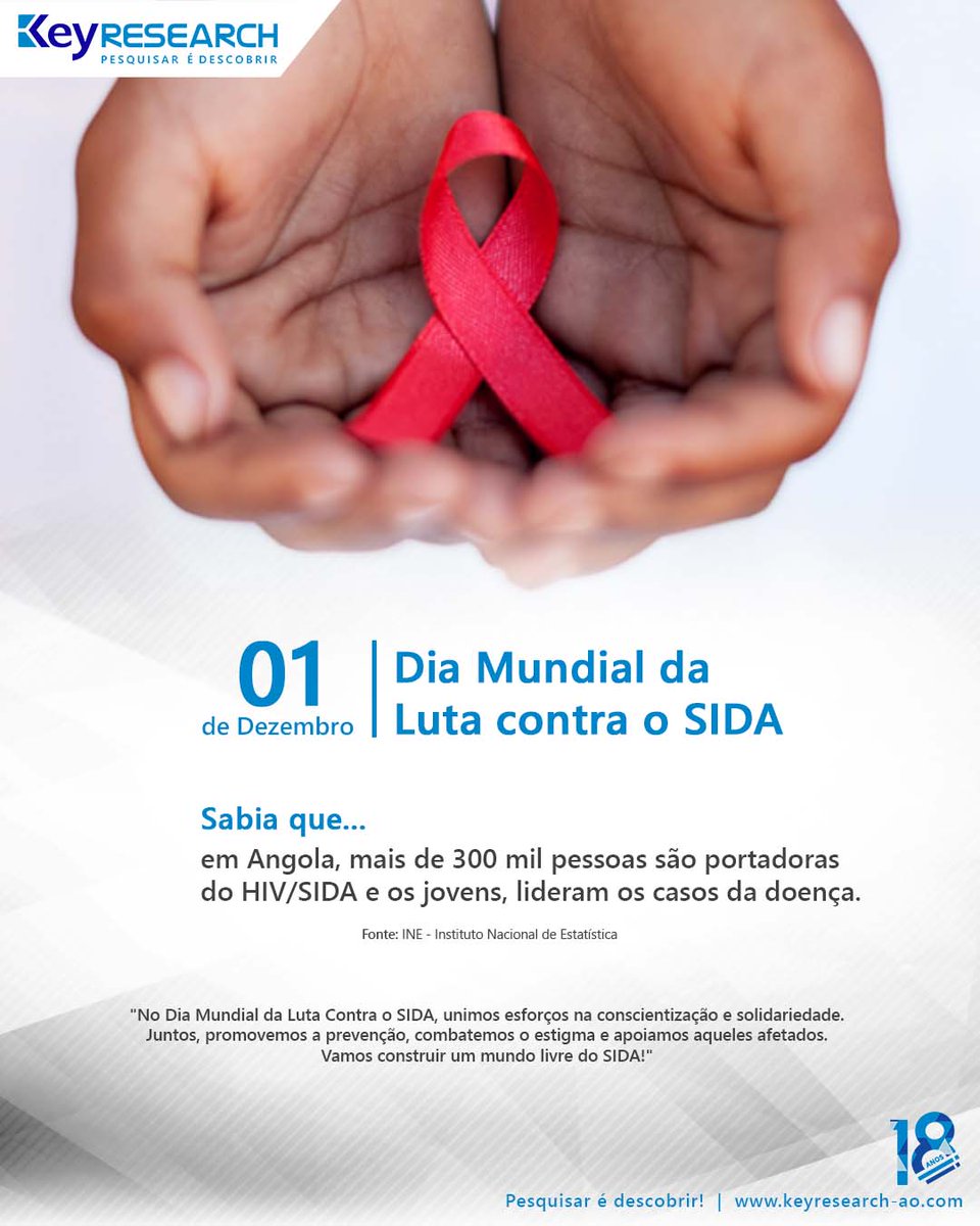 Neste Dia Mundial da Luta contra o SIDA, honramos aqueles afetados, reforçamos a prevenção e apoiamos a pesquisa.

Vamos juntos trabalhar para um mundo sem estigma, mais compreensão e esperança.

#research #esomar #pamro #angola #HIV #SIDA