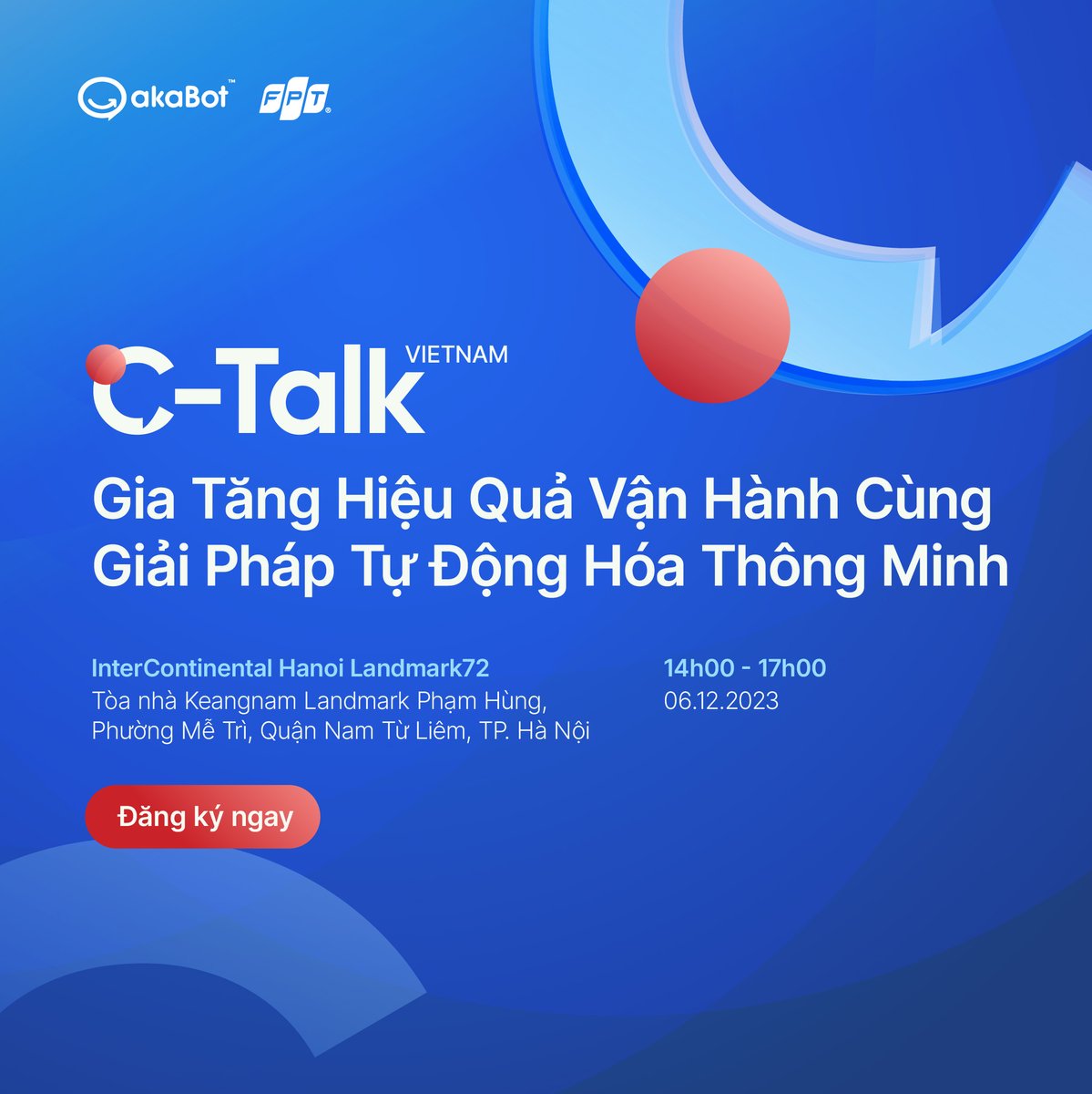 This Dec, akaBot is honored to bring you C-Talk Vietnam -  a 'flat' forum where strategic experts and tech leaders in the BFSl sectors openly share insights, lessons learned contributing practical values to the 2024-2025 digital strategy. 👉Save your spot: akabot.com/c-talk-vietnam…